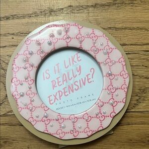 Gucci Prints With pearls‎ Pink and Tan Decorative Photo Frame Holds 1-4in X 4